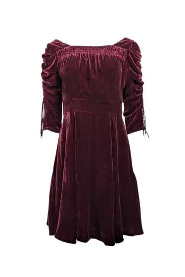 The Kooples - Maroon Velvet Drawstring Sleeve Dre… - image 1