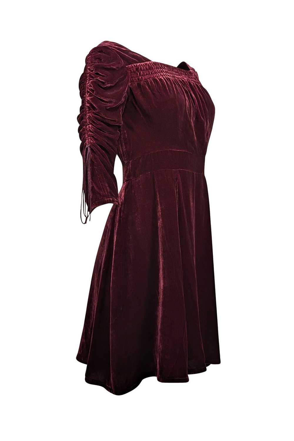 The Kooples - Maroon Velvet Drawstring Sleeve Dre… - image 2