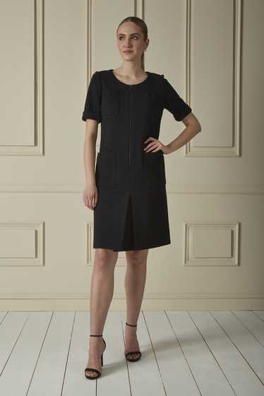 Black Wool Zippered Shift Dress Send in SMS Send i