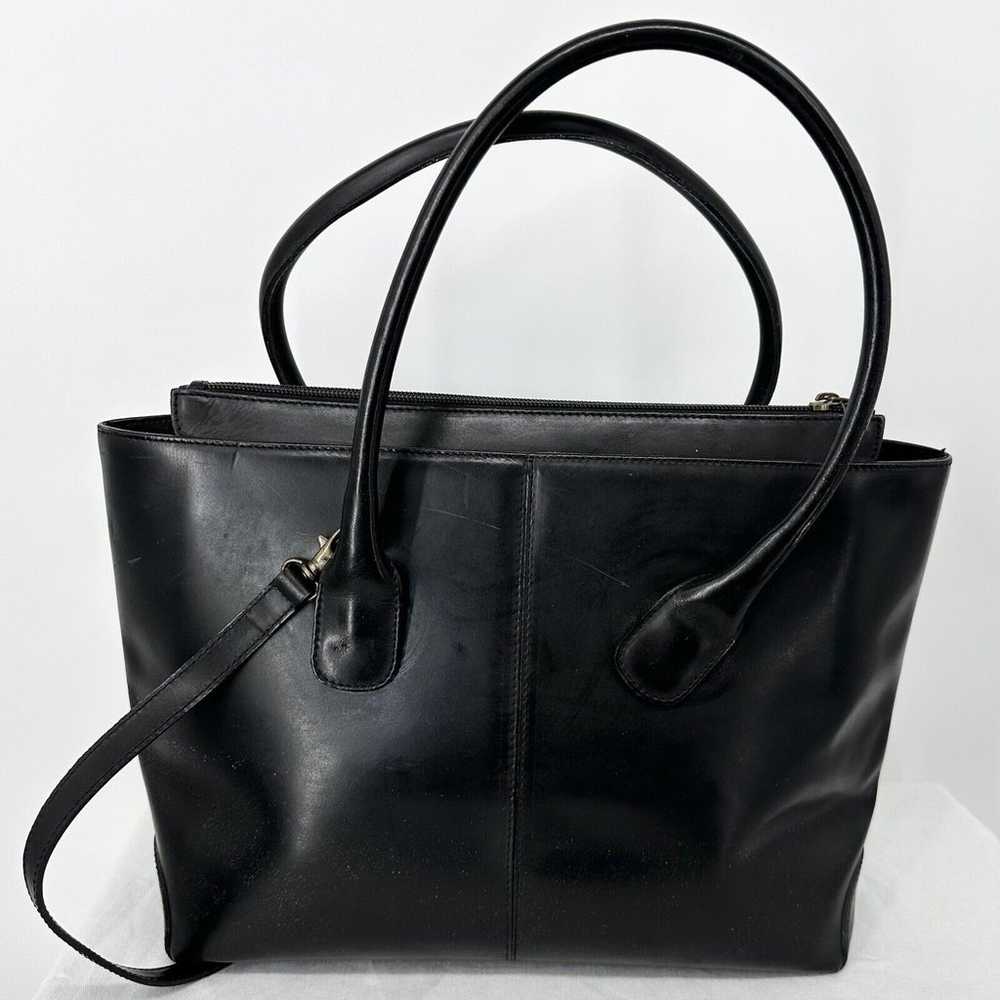 Vintage Jaeger Shoulder Black Leather Satchel Cro… - image 3