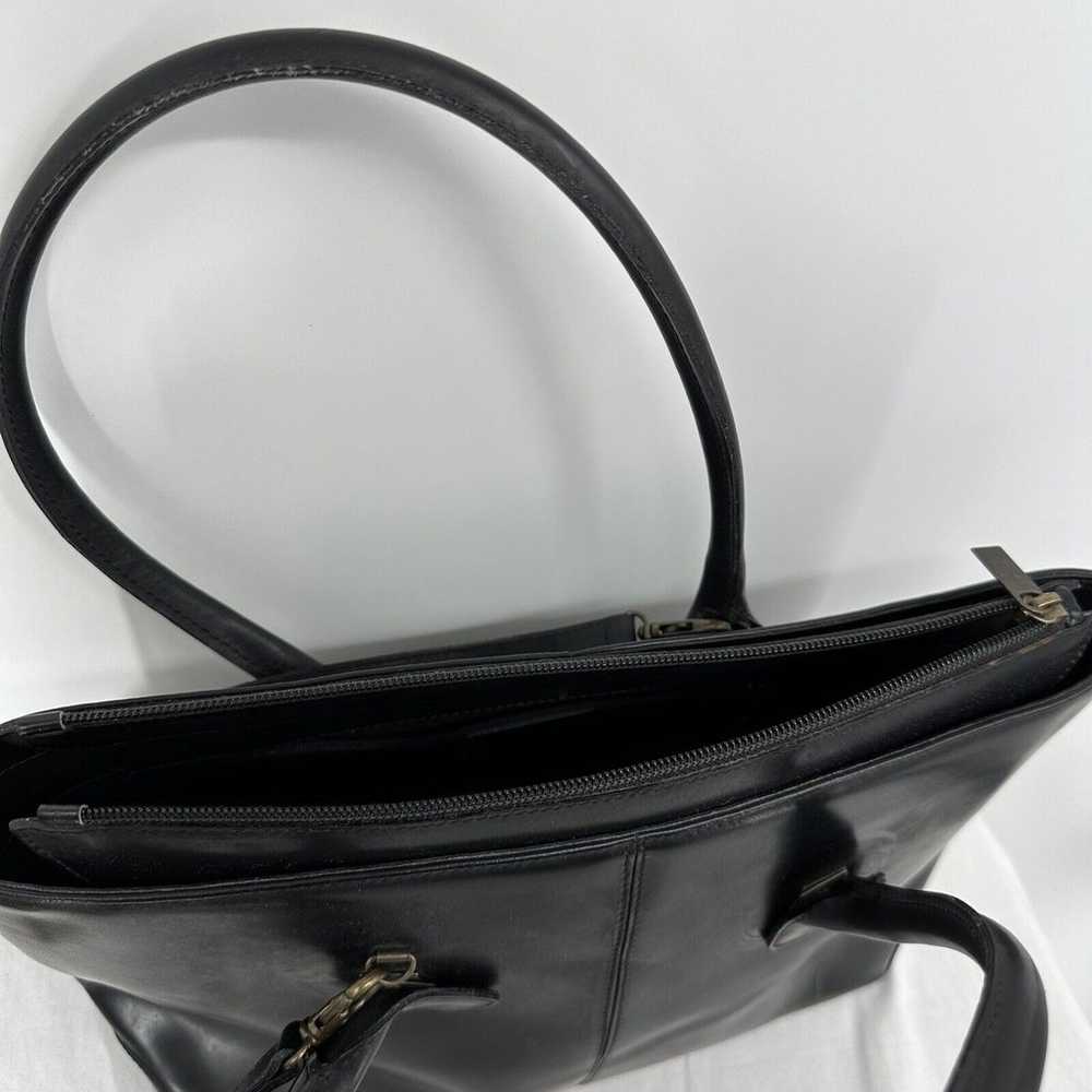 Vintage Jaeger Shoulder Black Leather Satchel Cro… - image 6