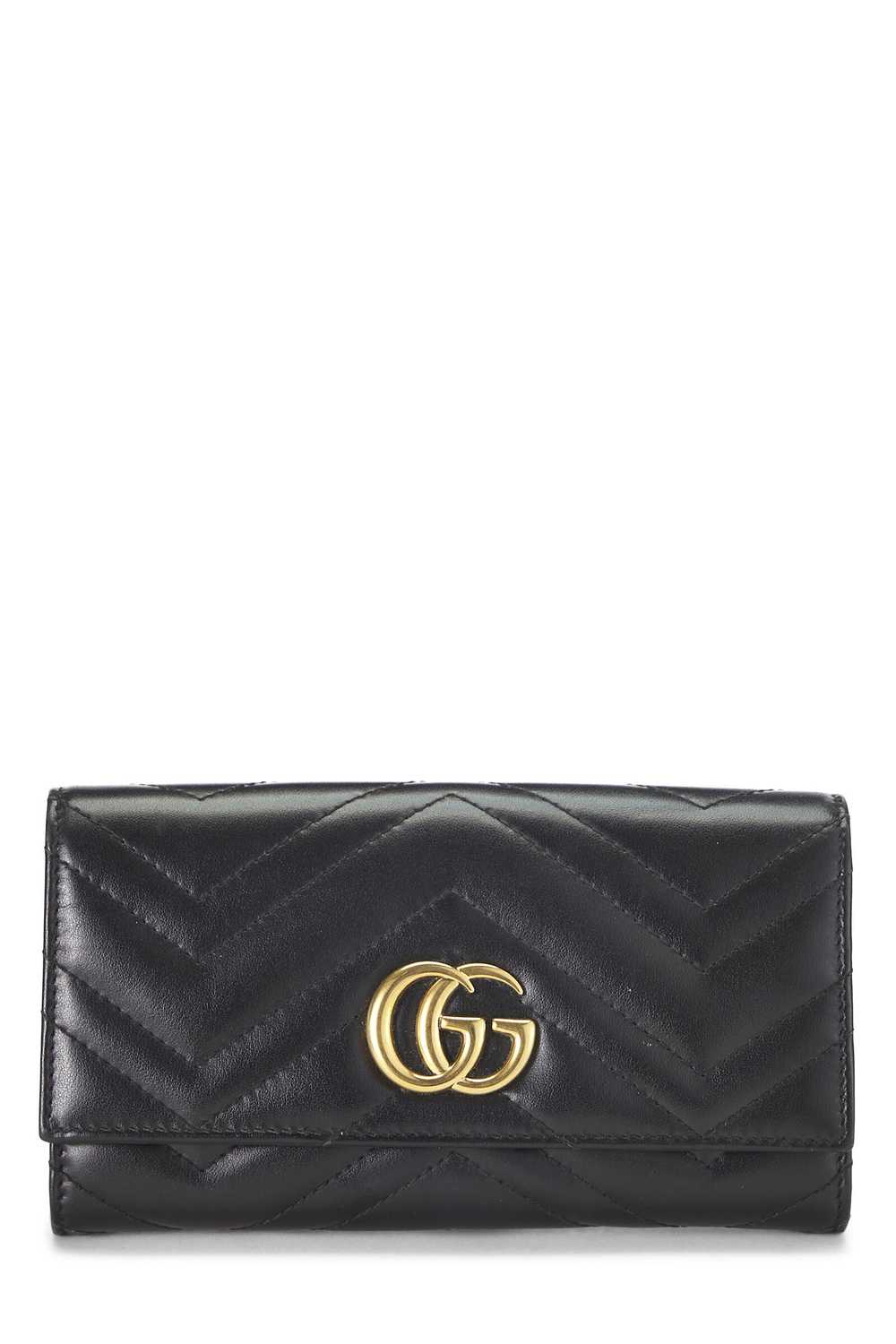 Black Leather GG Marmont Continental Wallet Send … - image 1