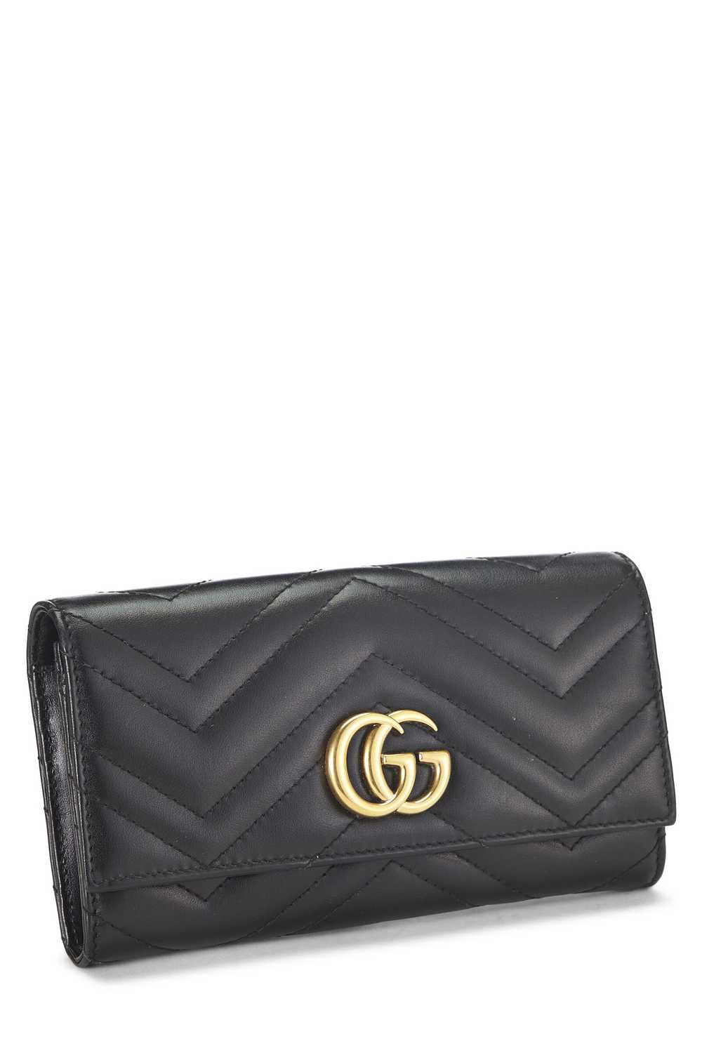 Black Leather GG Marmont Continental Wallet Send … - image 2