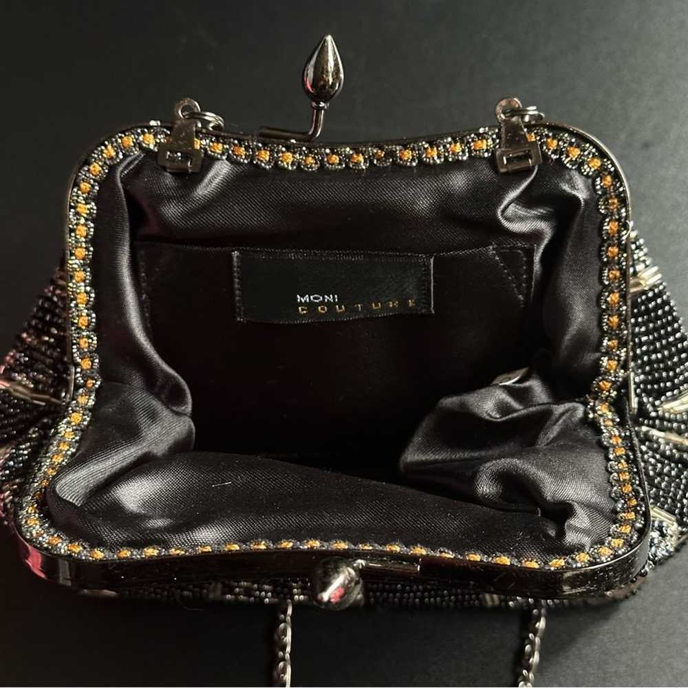 Vintage Black & Silver Beaded Small Clutch With C… - image 3