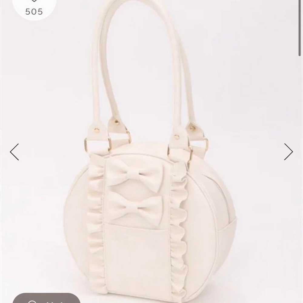 axes femme Kawaii Twin Ribbon Round Bag White - image 5