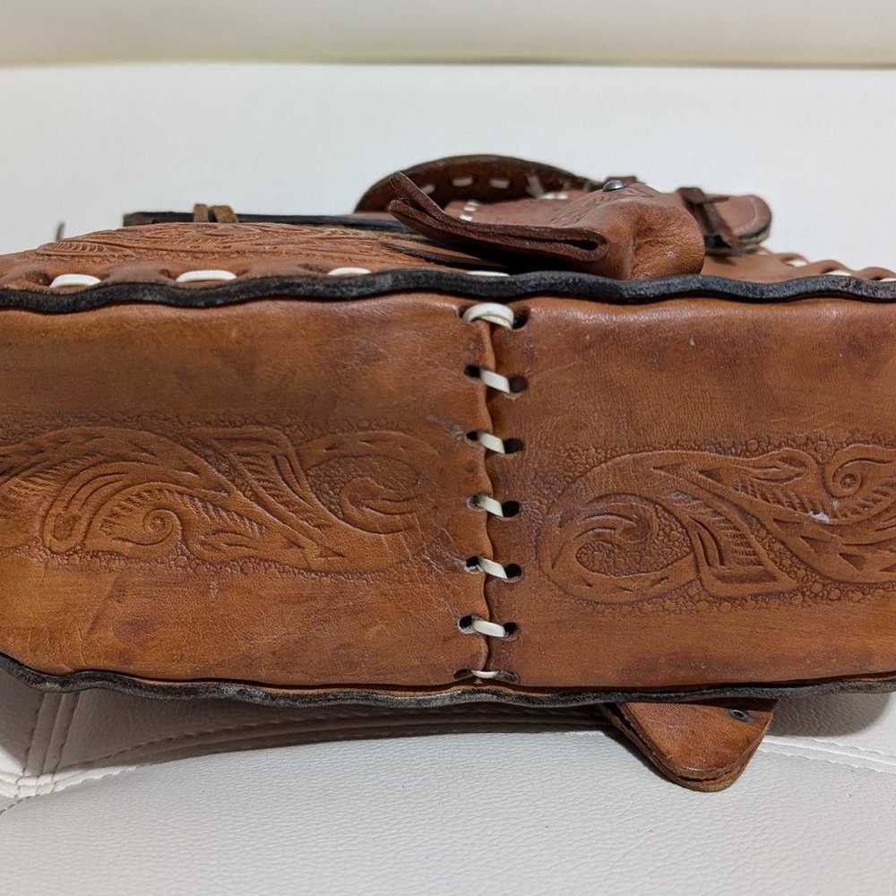 Vintage Tooled Leather Horse Saddle Tack Purse Sh… - image 5