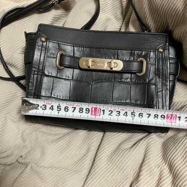 COACH F31862 Embossed Crocodile Leather outlet Handbag Crossbody Bag - Black