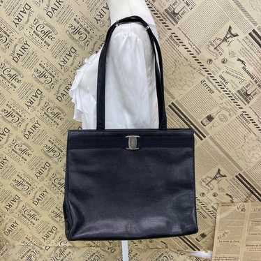 Ferragamo Tote Shoulder Bag Vara Black A4 Busines… - image 1