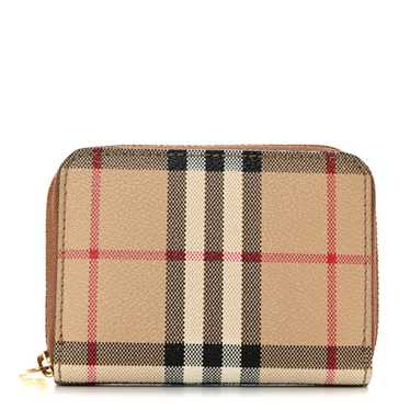 BURBERRY E-Canvas Vintage Check Mini Zip Around Wa