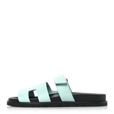 HERMES Epsom Womens Chypre Sandals 39 Bleu Cristau