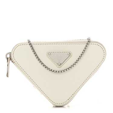 PRADA Spazzolato Mini Triangle Chain Crossbody Po… - image 1