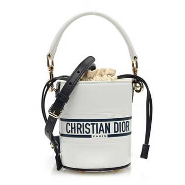 CHRISTIAN DIOR Calfskin Micro Dior Vibe Bucket Whi