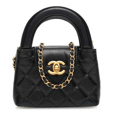 CHANEL Shiny Aged Calfskin Quilted Mini Nano Kelly