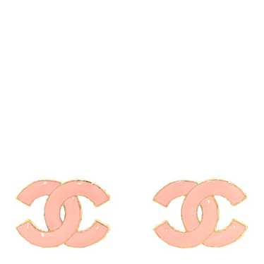 CHANEL Metal Enamel CC Earrings Pink Gold