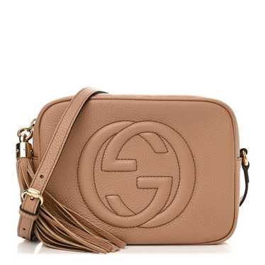 GUCCI Pebbled Calfskin Small Soho Disco Bag Cameli