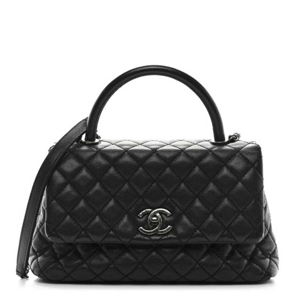 CHANEL Caviar Quilted Small Coco Handle Flap Black - image 1