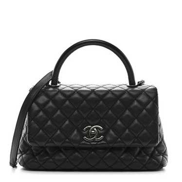 CHANEL Caviar Quilted Small Coco Handle Flap Black - image 1