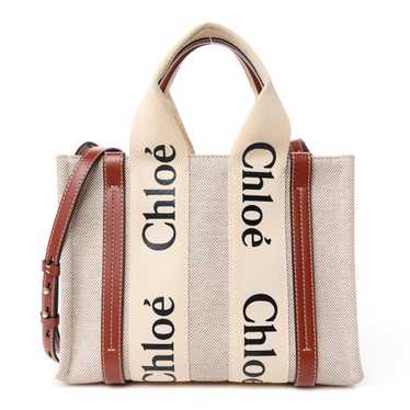 CHLOE Cotton Calfskin Small Woody Ribbon Tote With