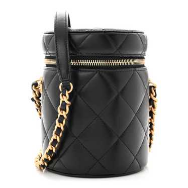 CHANEL Lambskin Quilted Side Note Vanity Black - image 1