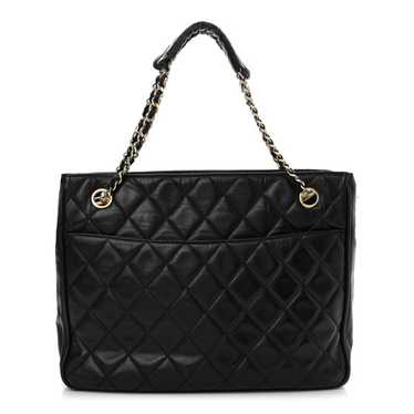 CHANEL Lambskin Quilted Shoulder Bag Black