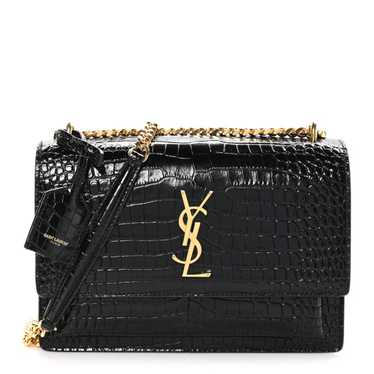 SAINT LAURENT Calfskin Crocodile Embossed Medium M