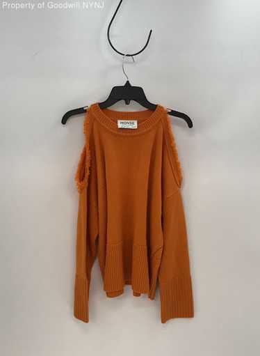 CARROLL REED TURTLENECK FRINGE TRIM SWEATER sale DARK ORANGE SIZE S