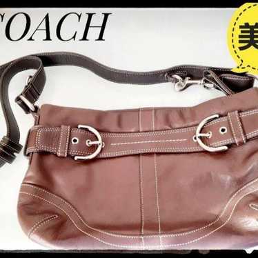 【Beautiful Condition】COACH Brown Leather Shoulder 