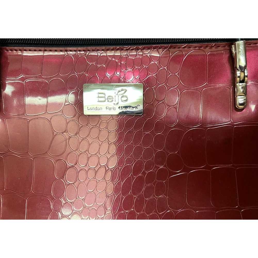 Cherry red and black faux crocodile embossed Beji… - image 6