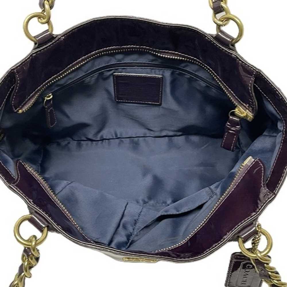 PURPLE COACH Shoulder Bag Patent Leather 20484 Go… - image 10