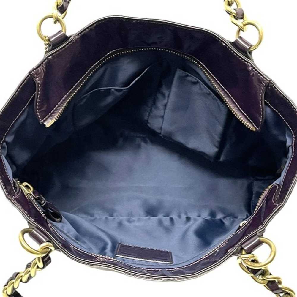 PURPLE COACH Shoulder Bag Patent Leather 20484 Go… - image 11