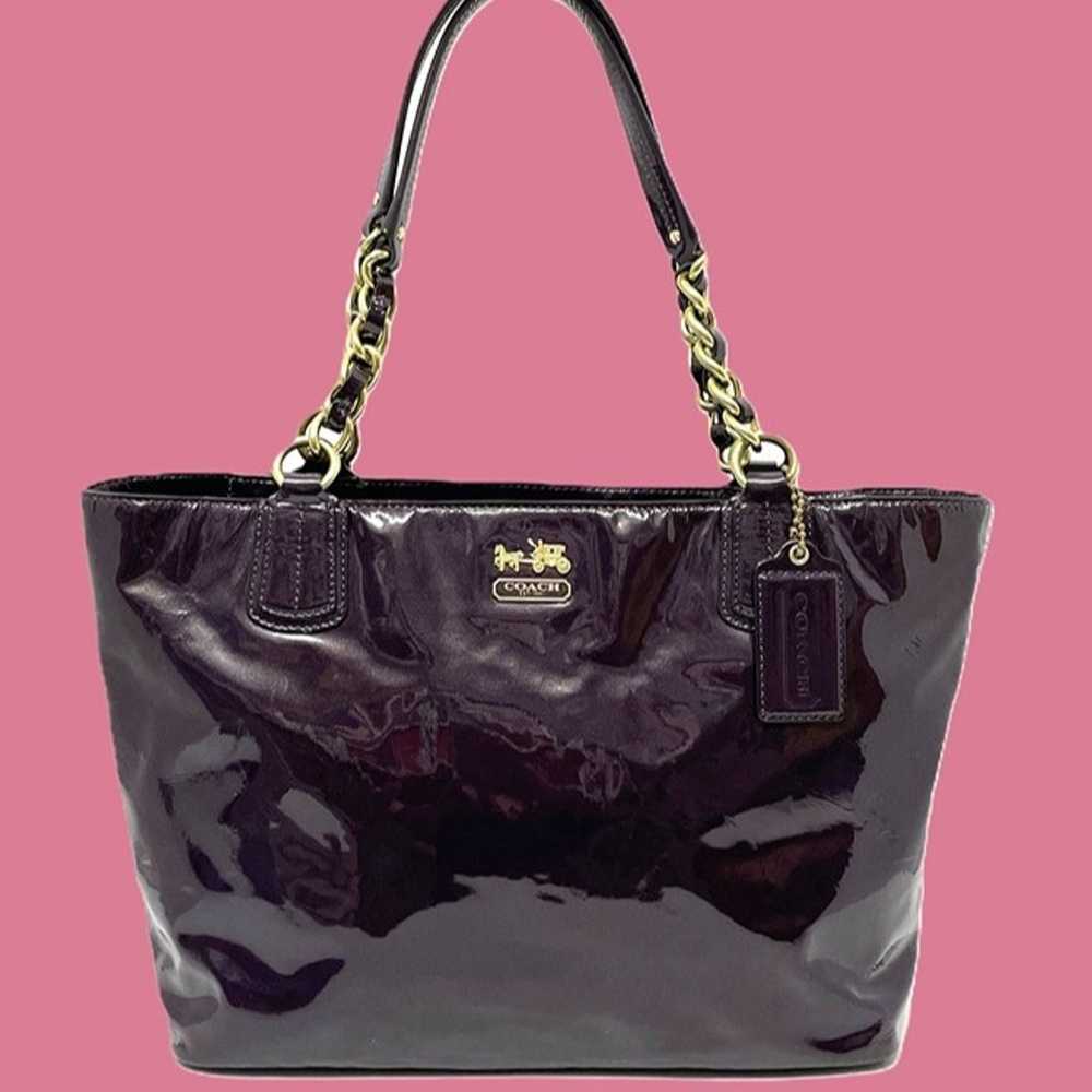 PURPLE COACH Shoulder Bag Patent Leather 20484 Go… - image 1