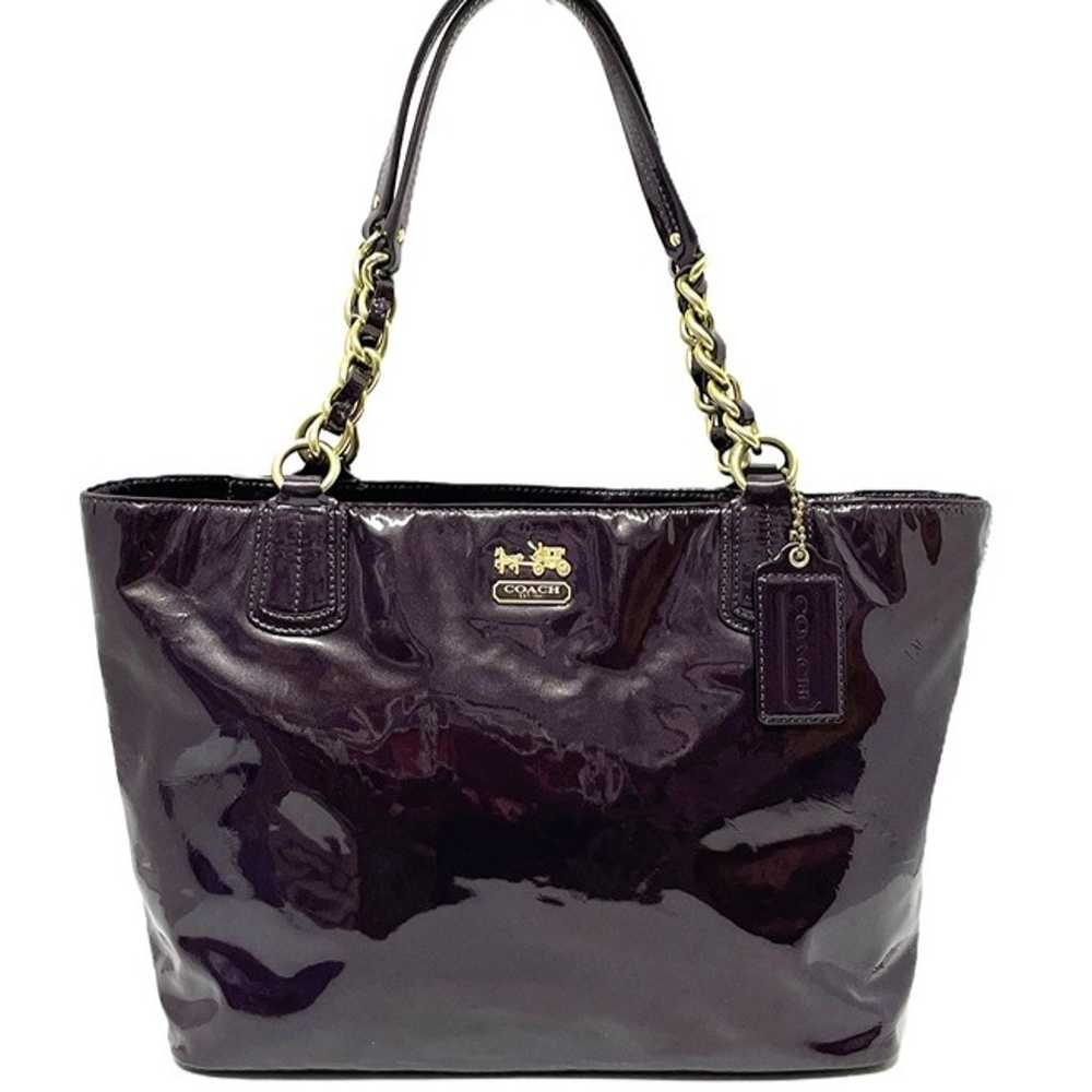 PURPLE COACH Shoulder Bag Patent Leather 20484 Go… - image 3