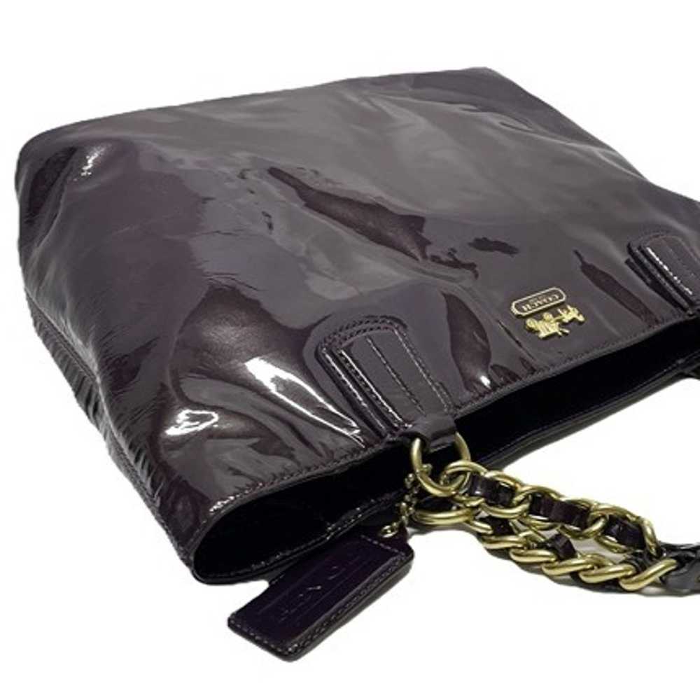 PURPLE COACH Shoulder Bag Patent Leather 20484 Go… - image 4