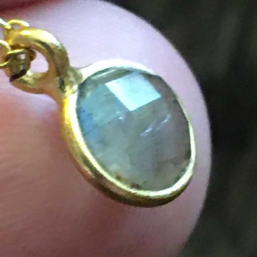 Vintage Vtg blue zircon gold plated 925 vermeil n… - image 8