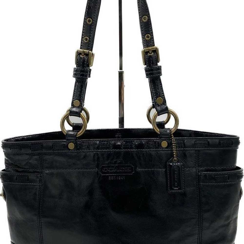 COACH Patent Leather Enamel Tote - Black - image 1