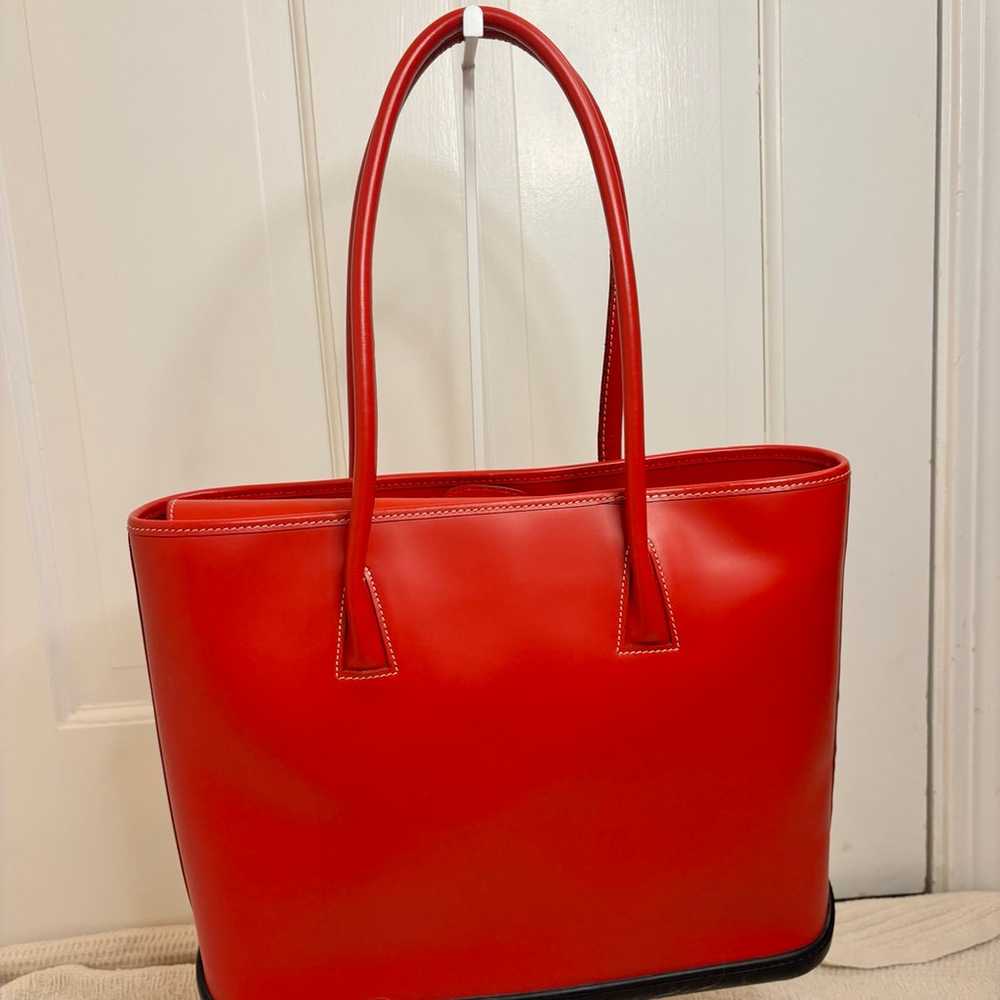 Red Leather Dooney and Bourke Rubber Bottom Tote … - image 2