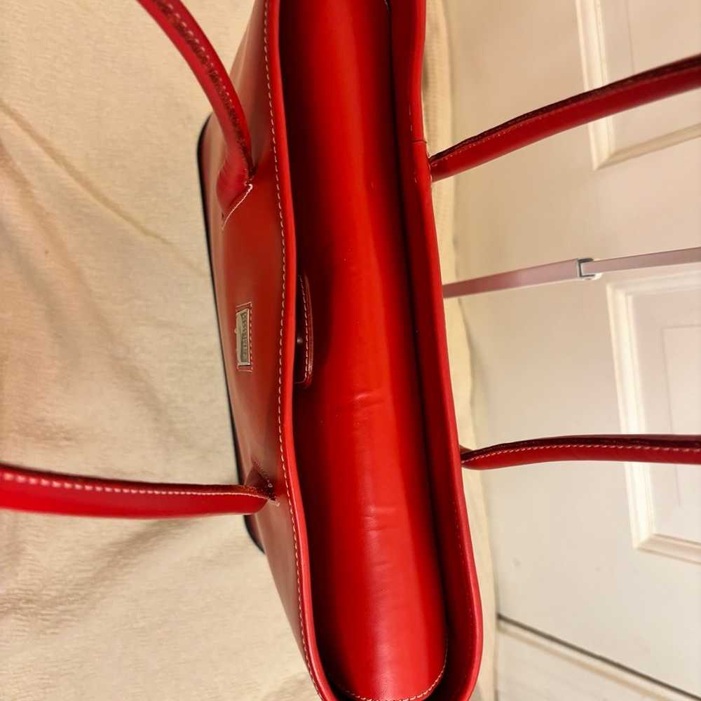 Red Leather Dooney and Bourke Rubber Bottom Tote … - image 3