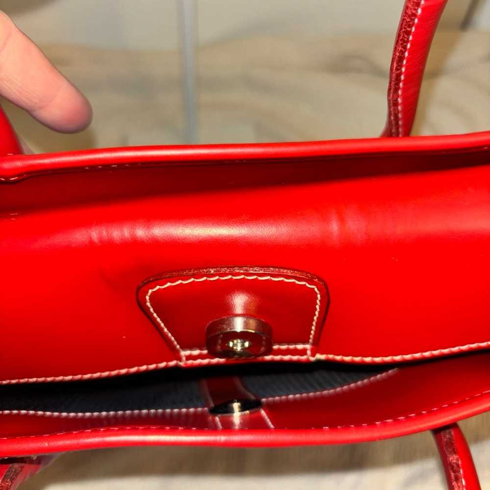 Red Leather Dooney and Bourke Rubber Bottom Tote … - image 4