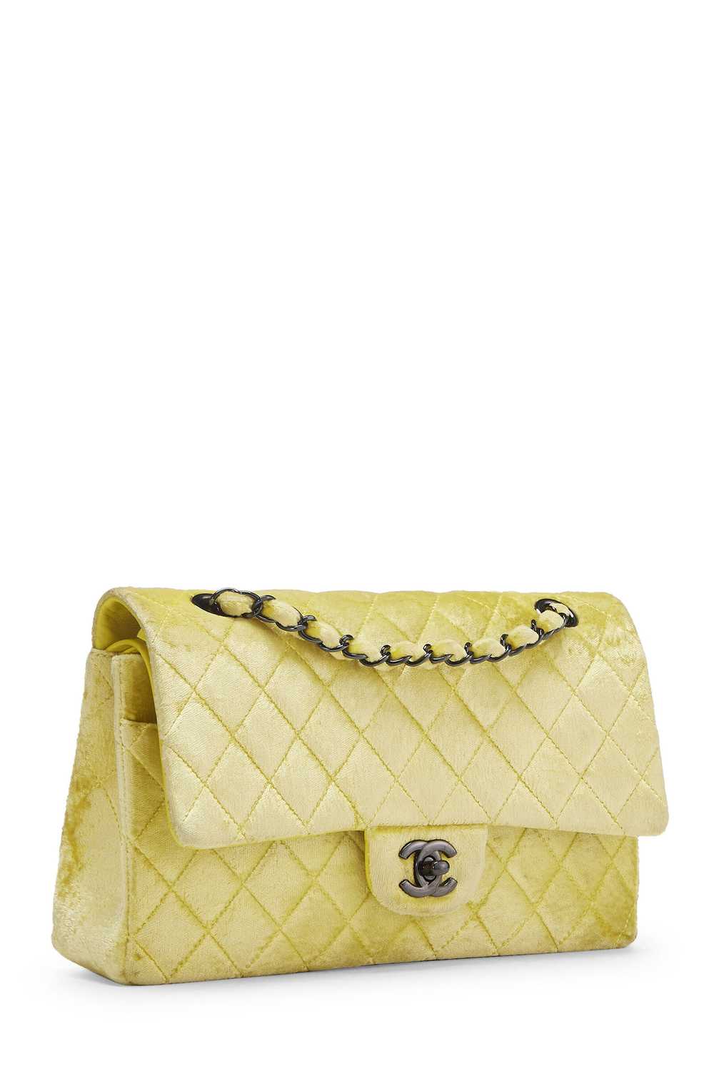 Yellow Quilted Velvet Classic Double Flap Small S… - image 2