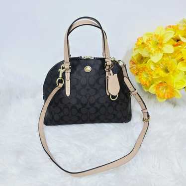 Coach Dark brown Peyton Signature domed satchel