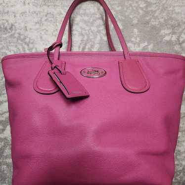 Coach Pebbled Leather Town Shoulder Tote Bag retailer Dark Pink Preppy 12