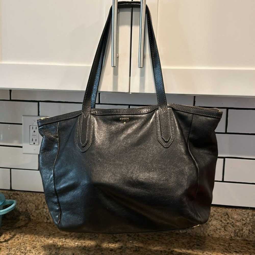 Fossil Leather Tote Two Straps Handles Sydney Bri… - image 11