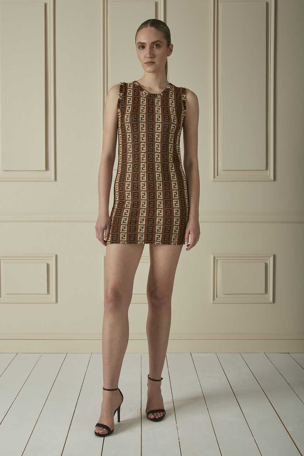 Brown Zucca Terry Cloth Mini Shift Dress Send in … - image 1