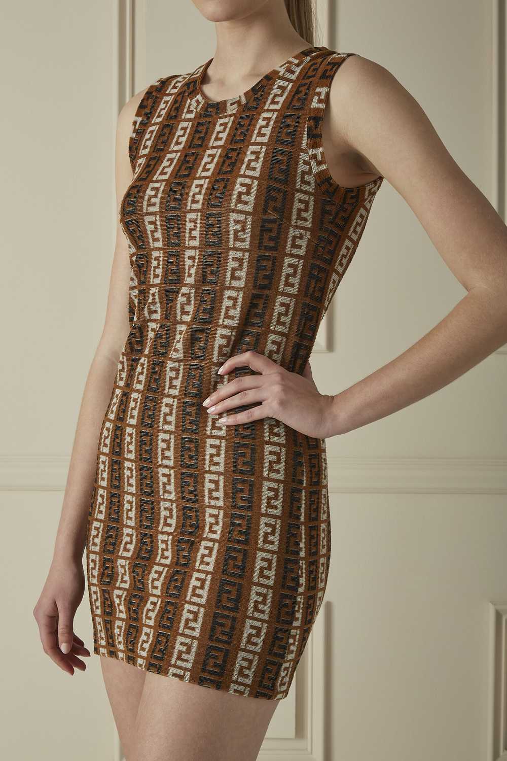 Brown Zucca Terry Cloth Mini Shift Dress Send in … - image 3