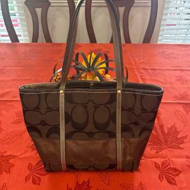 Coach Tote Browns and Gold.  Like new