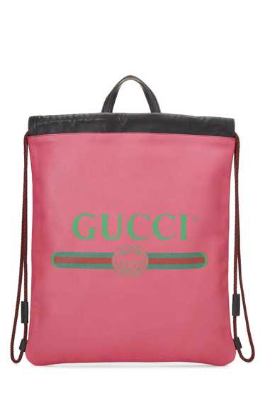 Pink Leather Logo Drawstring Backpack Send in SMS 