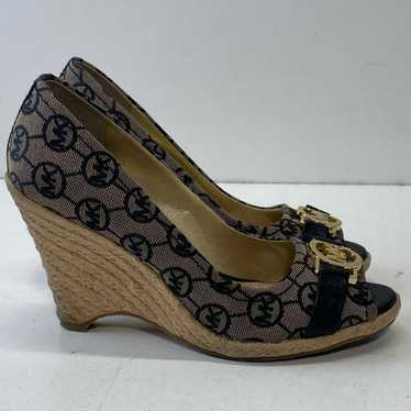 Michael Kors Monogram Jacquard Gold Wedges Women 5