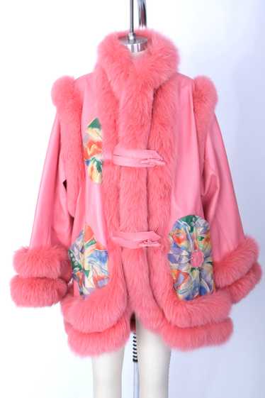 1980s Fox Fur & Lambskin Swing Coat