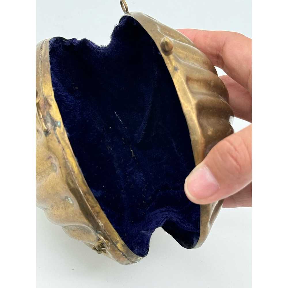 Vintage Art Deco Brass Clam Clutch Purse - image 2