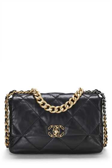 Black Quilted Lambskin Chanel 19 Flap Bag Large Se